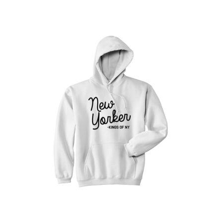 White Chenille Hoodie With New Yorker Logo
