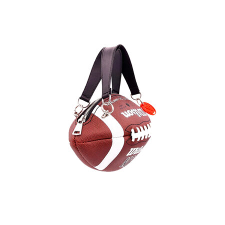 Brown and white NFL Wilson American football ball bag with genuine black leather handles.