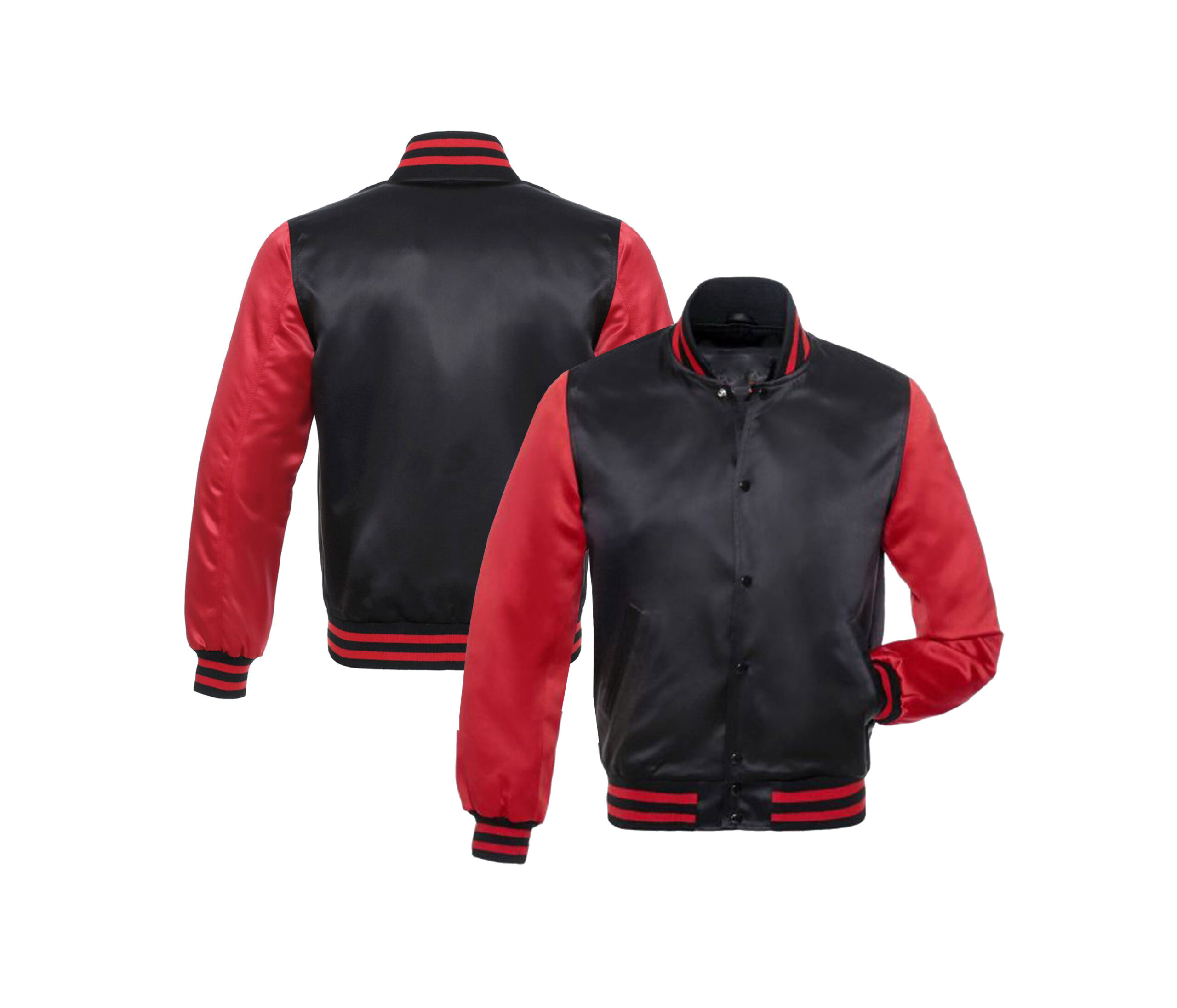 Red and Black Baseball Satin Jackets 1 Red and Black Baseball Satin Jackets