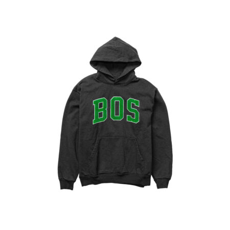 Black Chenille Hoodie With Green Patch