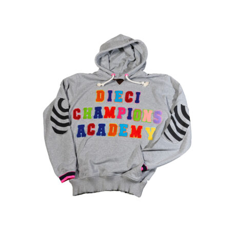 Grey Chenille Patch Hoodie With Beautifull Alphabets