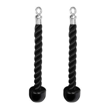 2 Pcs Triceps Rope Single Grip Pull Down Bicep Rope Exercises Attachment Device Colour Black