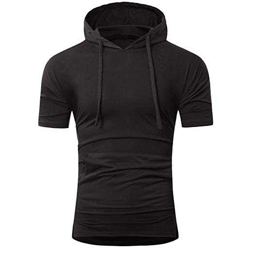 Man Black Slimfit Short Sleeves Hoodies 1 Man Black Slimfit Short Sleeves Hoodies