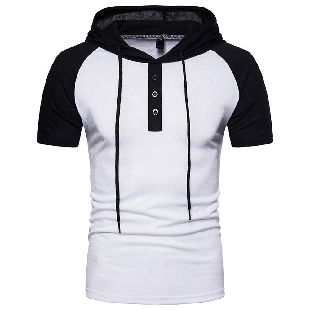 Black And White Men Short Sleeves Fleece Hoodies 1 Black And White Men Short Sleeves Fleece Hoodies