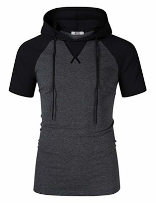 Gray And Black Wholesale Men Short Sleeves Hoodies