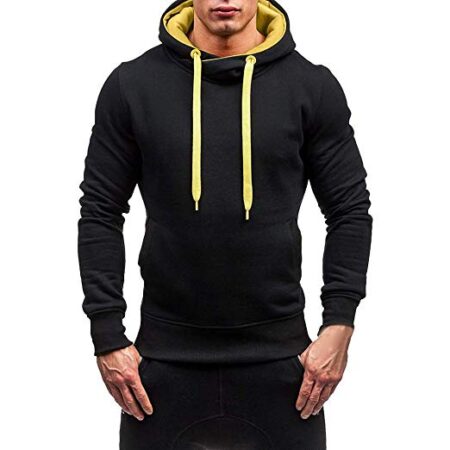 Men Pullover Black Fleece Hoodies
