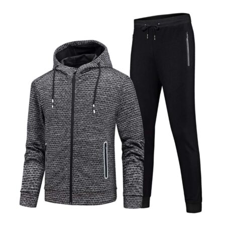 Black And Gray Pullover Fleece Man Tracksuits