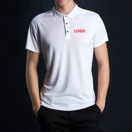 Men Bright White Polo Shirts With Embriodery