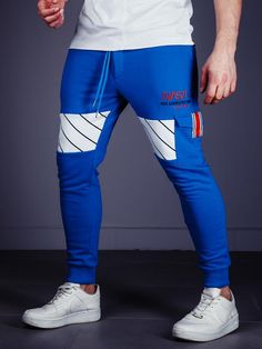 Men Blue Fashion Fleece Joggers Pants