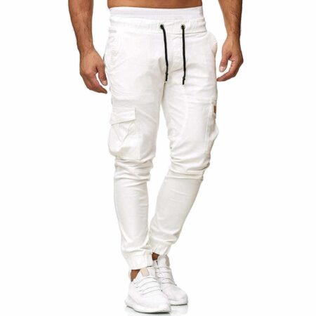 Men White Fleece Joggers Pants