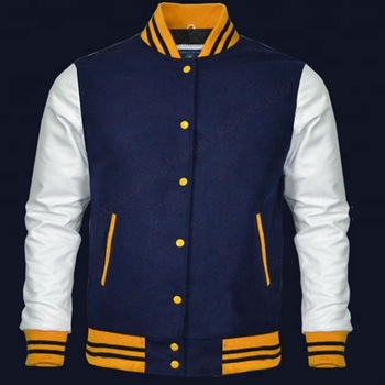 Navy Wool White Leather Sleeves Fashionable Letterman Versity Jackets