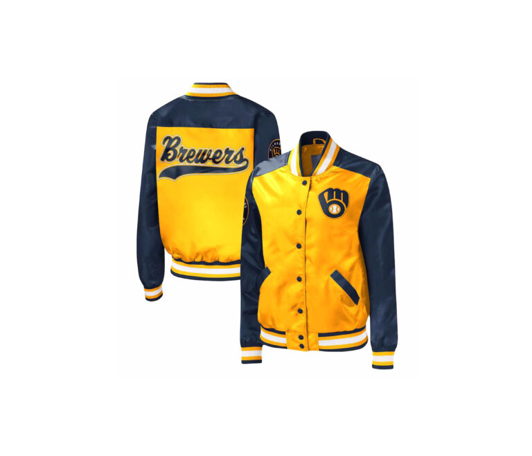 Custom Yellow Satin Jacket With Full Shoulder Blue Sleeves