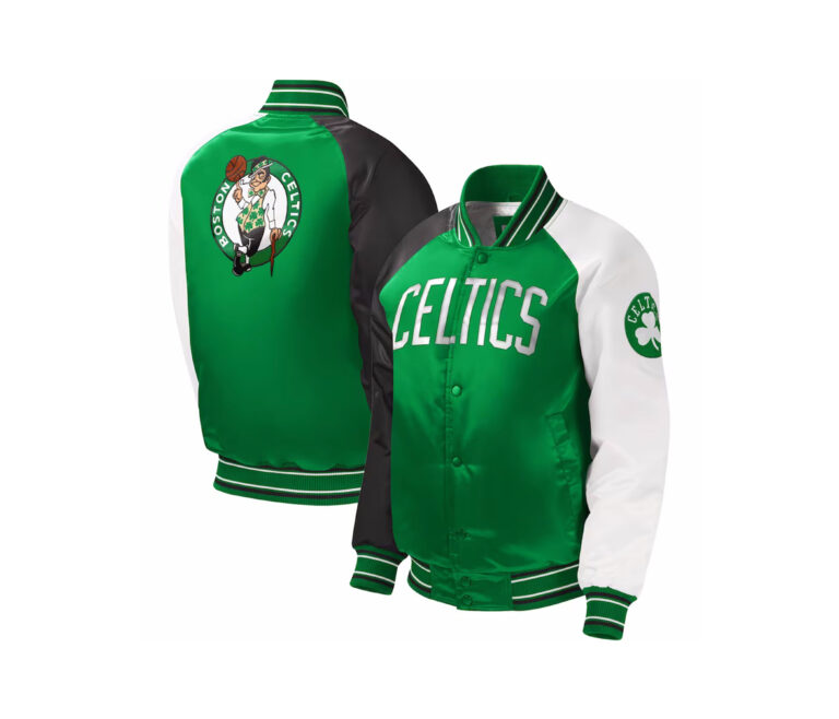 Custom Green Satin Varsity Jacket With Half Sleeve White And Half Sleeve Black
