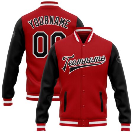 Baseball College Jacket with Dark Red & Black