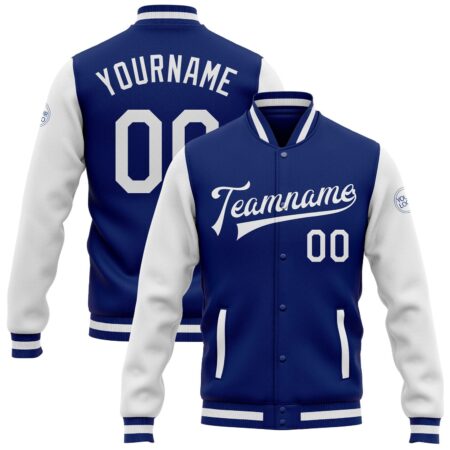 Baseball College Sports Jackets with Royal & White