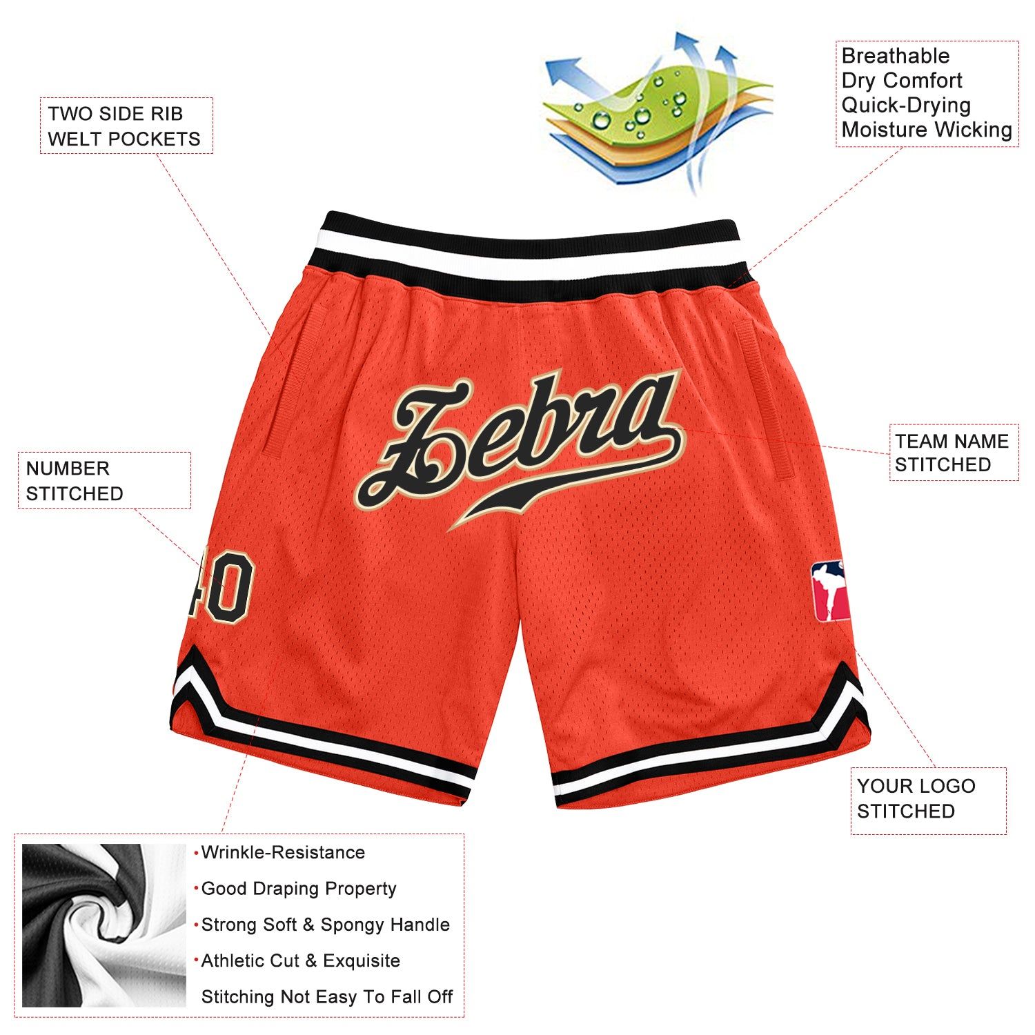 Orange Basketball Shorts 2 Orange Basketball Shorts - Image 2