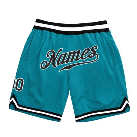 Baseball shorts teal white black Mesh shorts