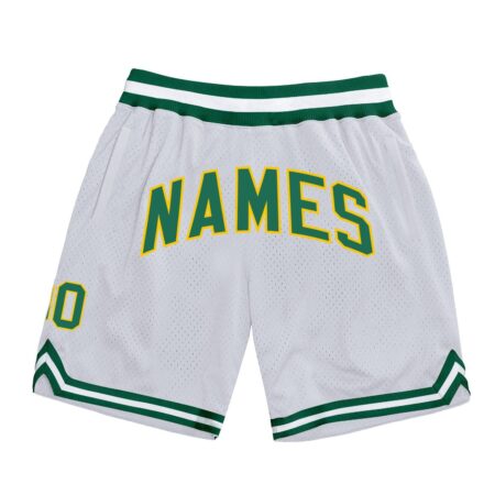 White& Dark Green  Basketball Shorts