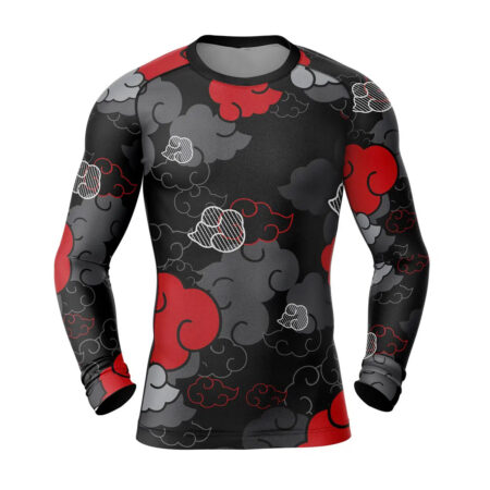 Black Aloha Akatsuki Naruto Long Sleeve Rash Guard Compression