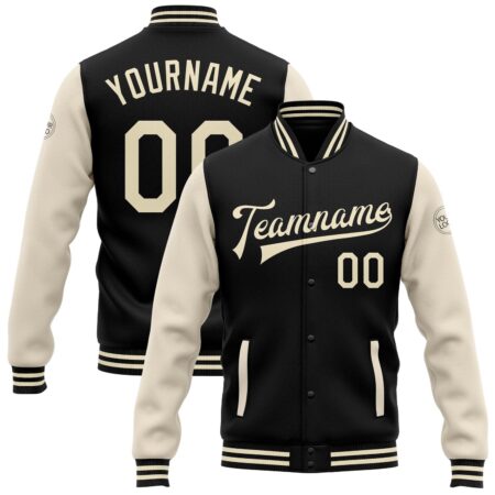 Black & Cream College Baseball Jacket