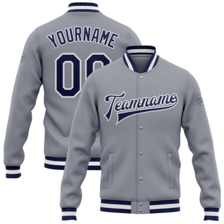 College Baseball Jackets with Grey & Navy