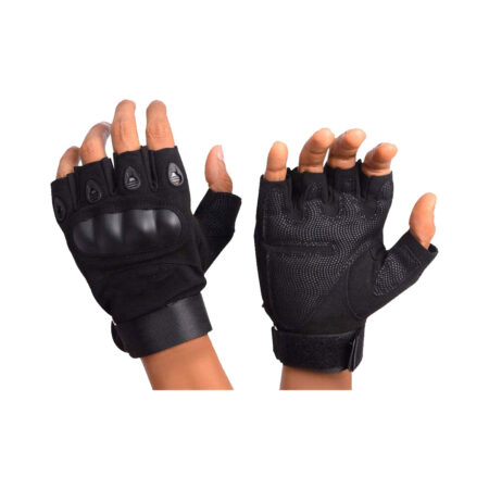Microfiber Full Palm Protection Weight Lifting Gym Gloves Colour Black