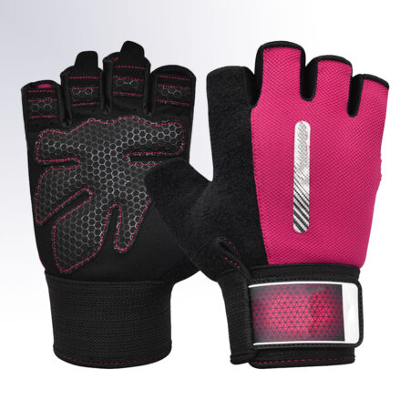 Gym Workout Gloves Colour Black/Pink