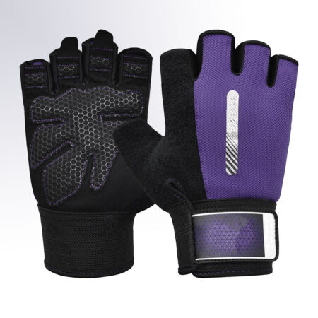 Gym Workout Gloves Colour Black/Dark Purple