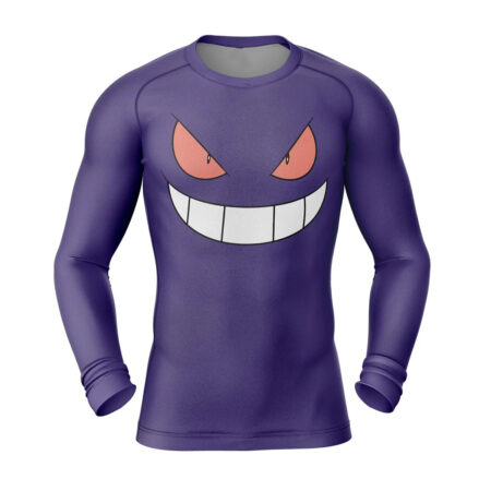 Gengar Pokemon Long Sleeve Rash Guard Compression Shirt