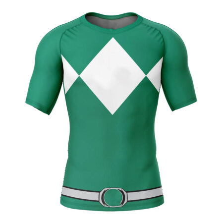 Green Ranger Power Rangers Short Sleeve Rash Guard Compression Shirt