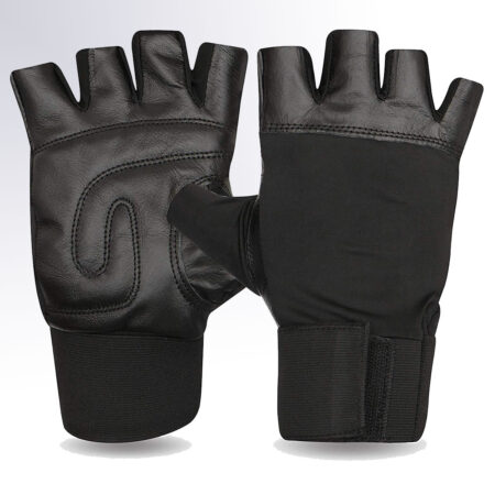 Leather Gym Gloves With Wrist Colour Black