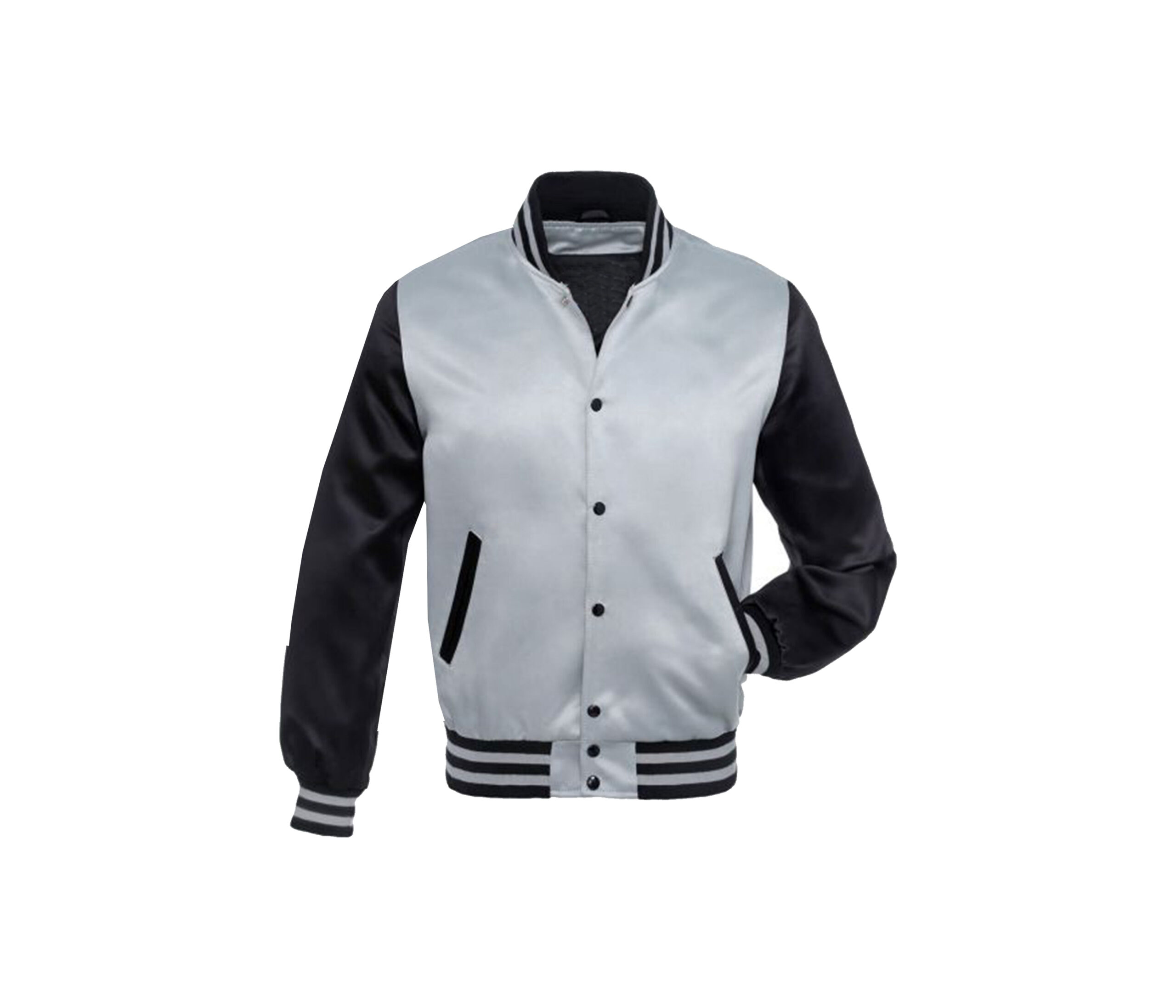 Light Gray Satin Jackets with Black Arms & Stripe 2 Light Gray Satin Jackets with Black Arms & Stripe - Image 2