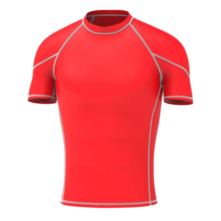 Men's Compression Armour Base Layer Top Half Sleeve Shirt-Red