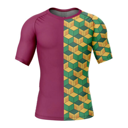 Men's Demon Slayer Short Sleeve Rash Guard Compression Shirt
