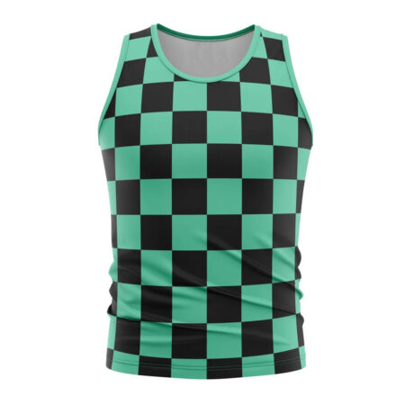 Men's Tank Top Color Black And Green
