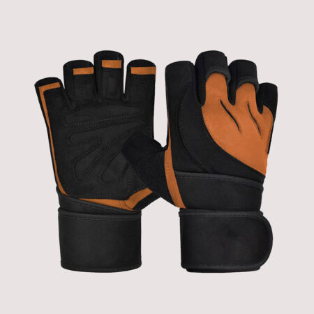 Open Finger Weightlifting Gym Gloves Colour Black/Orange