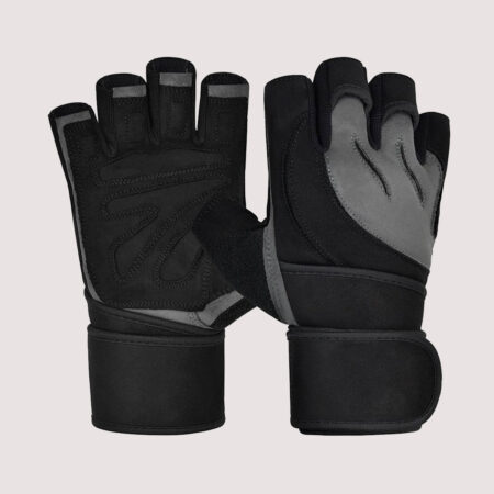 Open Finger Weightlifting Gym Gloves Colour Black/Gray