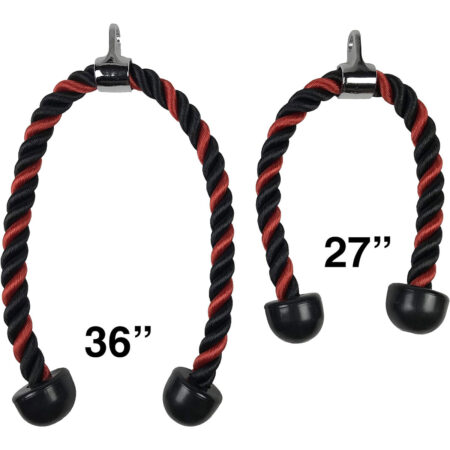 Red Tricep Rope Pull Down & Poster Set  27 or 36 Inch Heavy Duty Nylon Rope