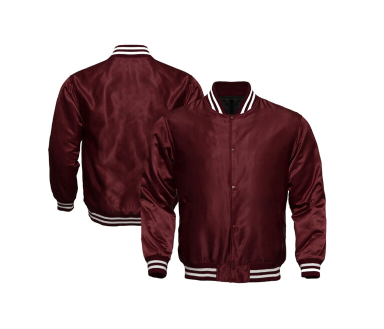 Silk Satin Burgundy Varsity  Jackets