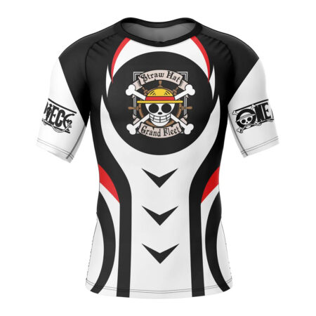 Men's Straw Hat One Piece Short Sleeve Rash Guard Compression Shirt