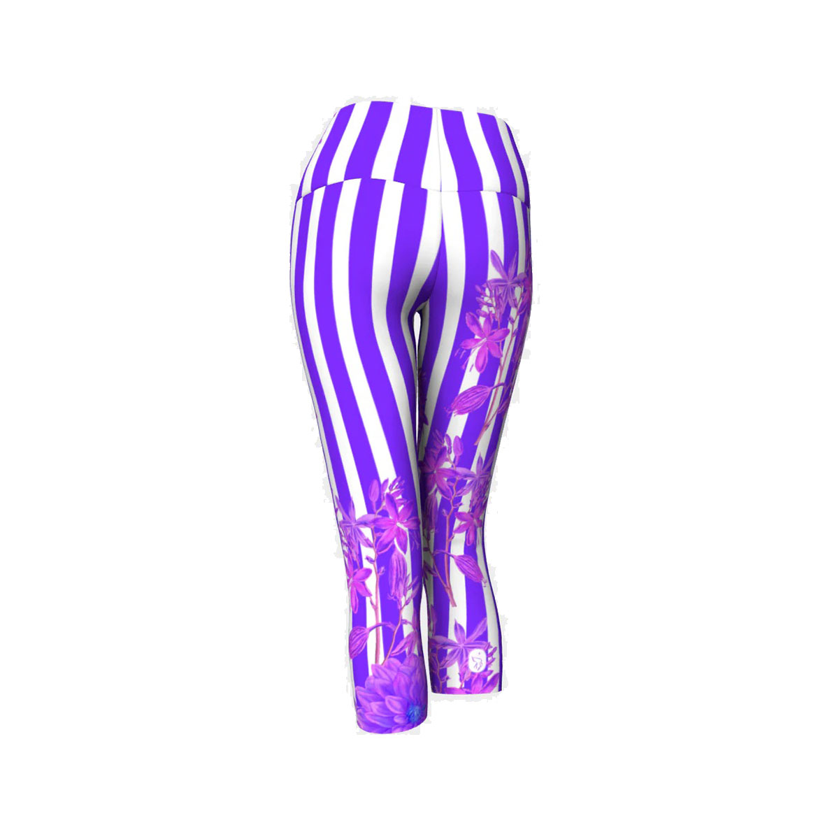 Stripes and Florals Purple Capri 2 Stripes and Florals Purple Capri - Image 2