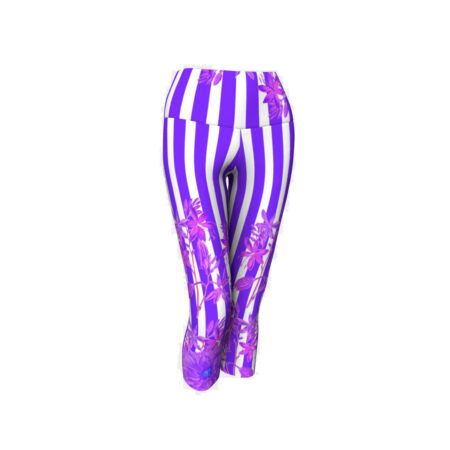 Stripes and Florals Purple Capri