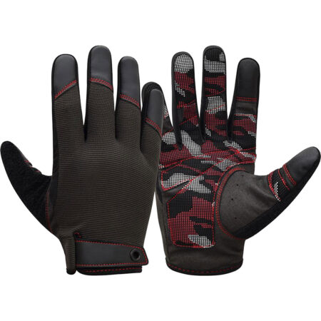 Touch Screen Friendly Full Finger Gym Gloves Colour Red