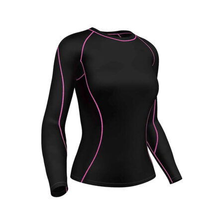 Monarch Pink Women's Long Sleeve Ccompression Top Color Black