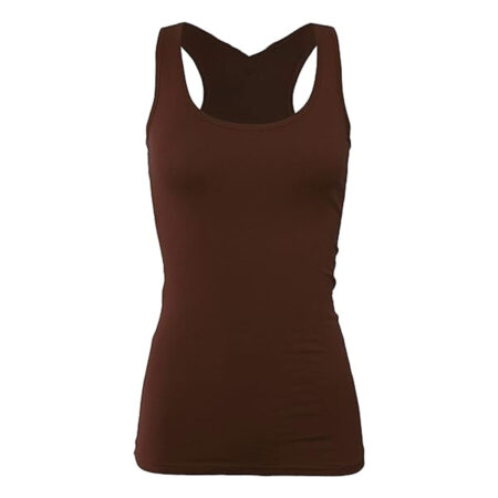 Women's Basic Cotton Plain Fitted Tank Top Colour Brown