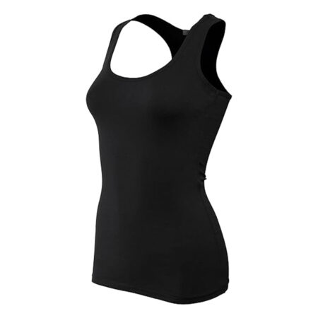 Women's Basic Cotton Plain Fitted Tank Top Colour Black