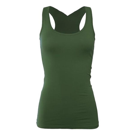 Women's Basic Cotton Plain Fitted Tank Top Colour Olive