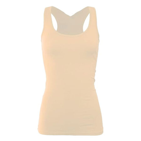 Women's Basic Cotton Plain Fitted Tank Top Colour Taupe