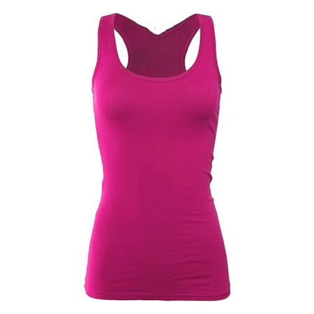 Women's Basic Cotton Plain Fitted Tank Top Colour Hot Pink