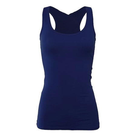 Women's Basic Cotton Plain Fitted Tank Top Colour Navy